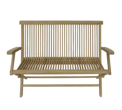  Product image 1 of the product “Bench with Armrest, 89 cm Height | Teak Wood, Natural Finish ”